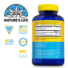 Close-up of Magnesium 500 mg capsules (vegetarian)