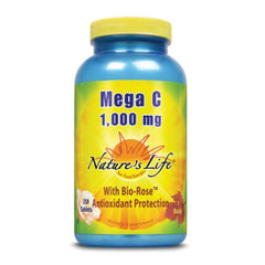 Nature's Life Mega C 1,000 mg Vitamin C supplement bottle, 250 count