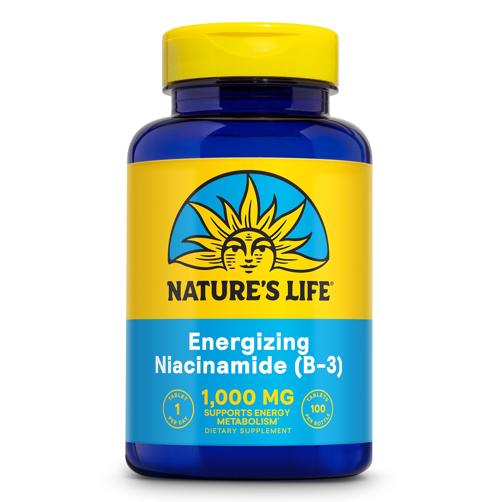 Nature's Life Niacinamide 1000mg bottle label showing 100 servings