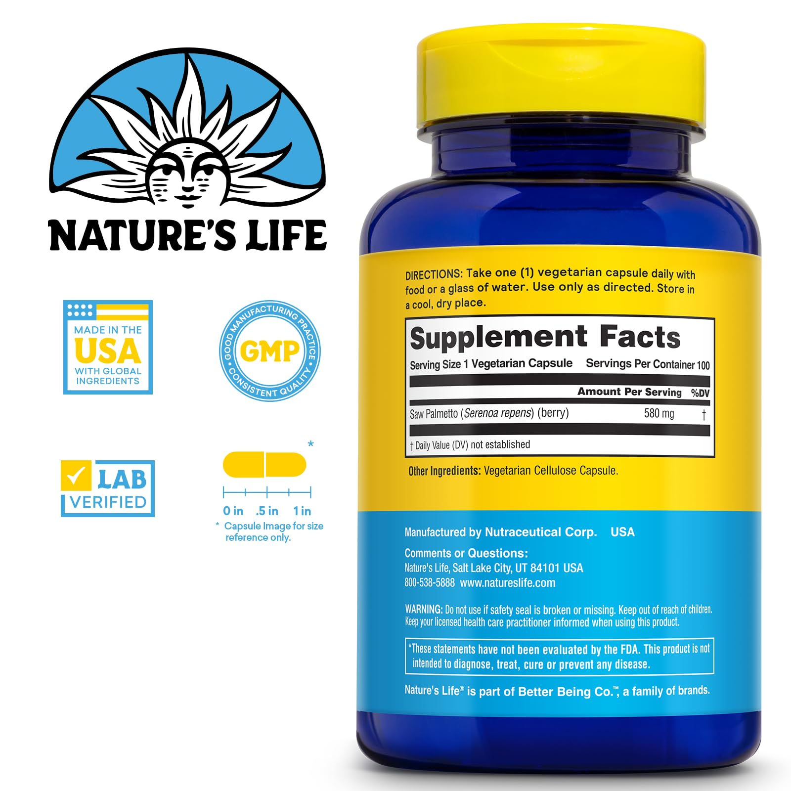 Traditional prostate support supplement for men with 580mg saw palmetto