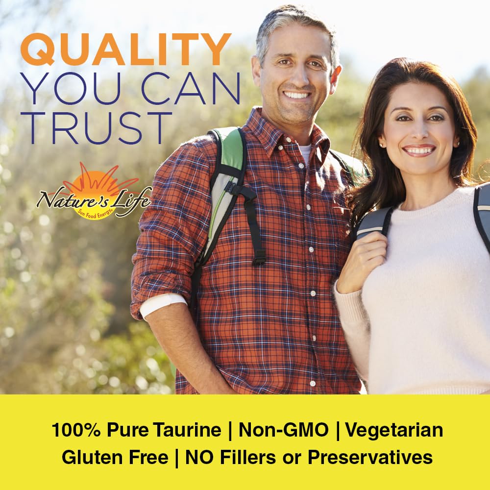 Taurine powder canister with label showing 1000mg per serving