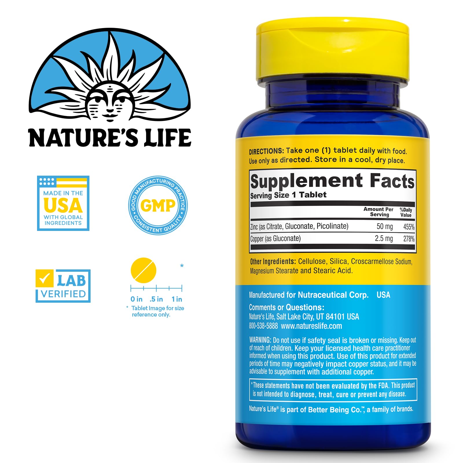 Close-up of chelated zinc and copper ingredients for absorption