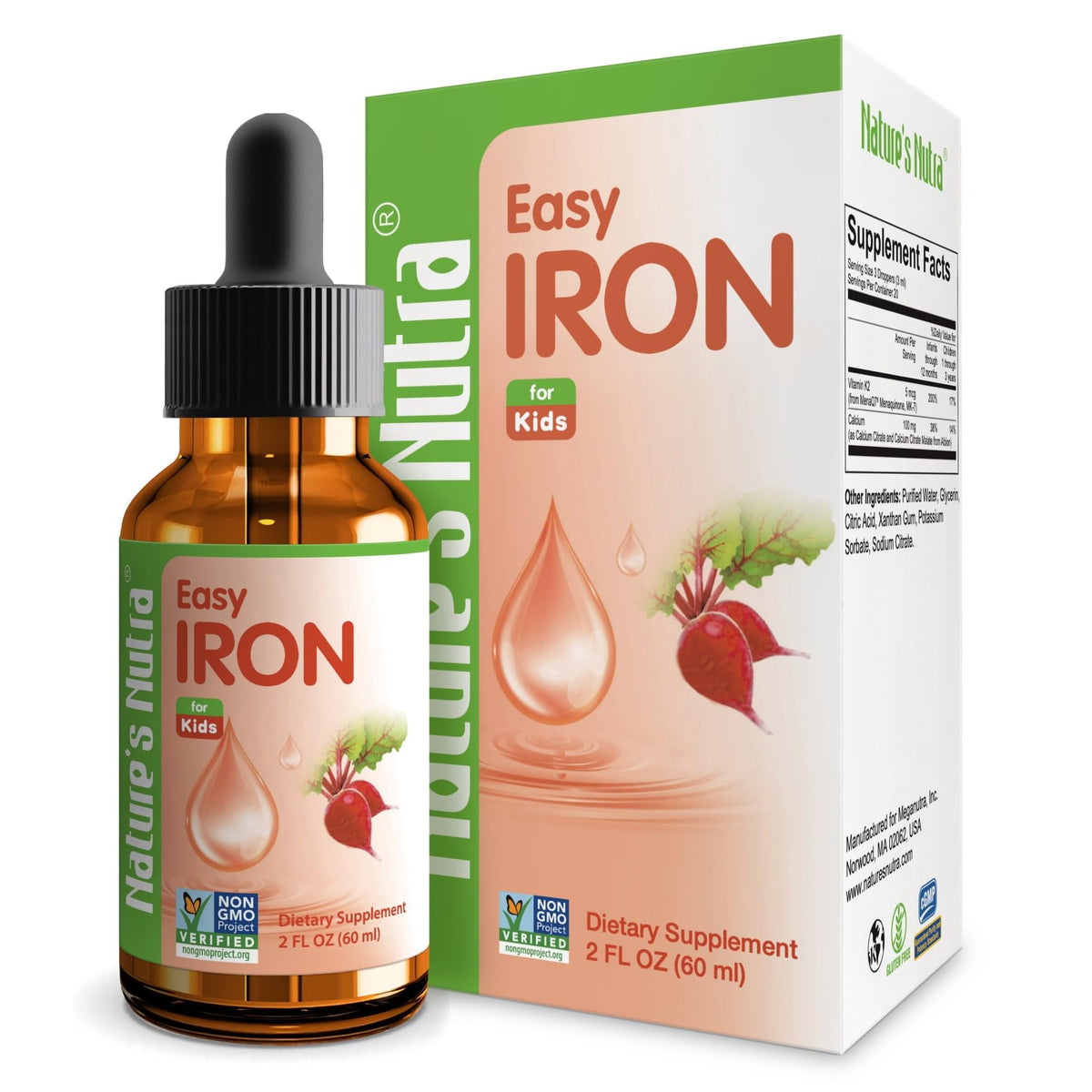 Nature's Nutra Easy Iron bottle with dropper