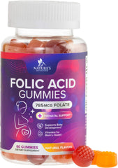 Nature's Nutrition Folic Acid Gummies – 785 mcg per gummy (60-count)