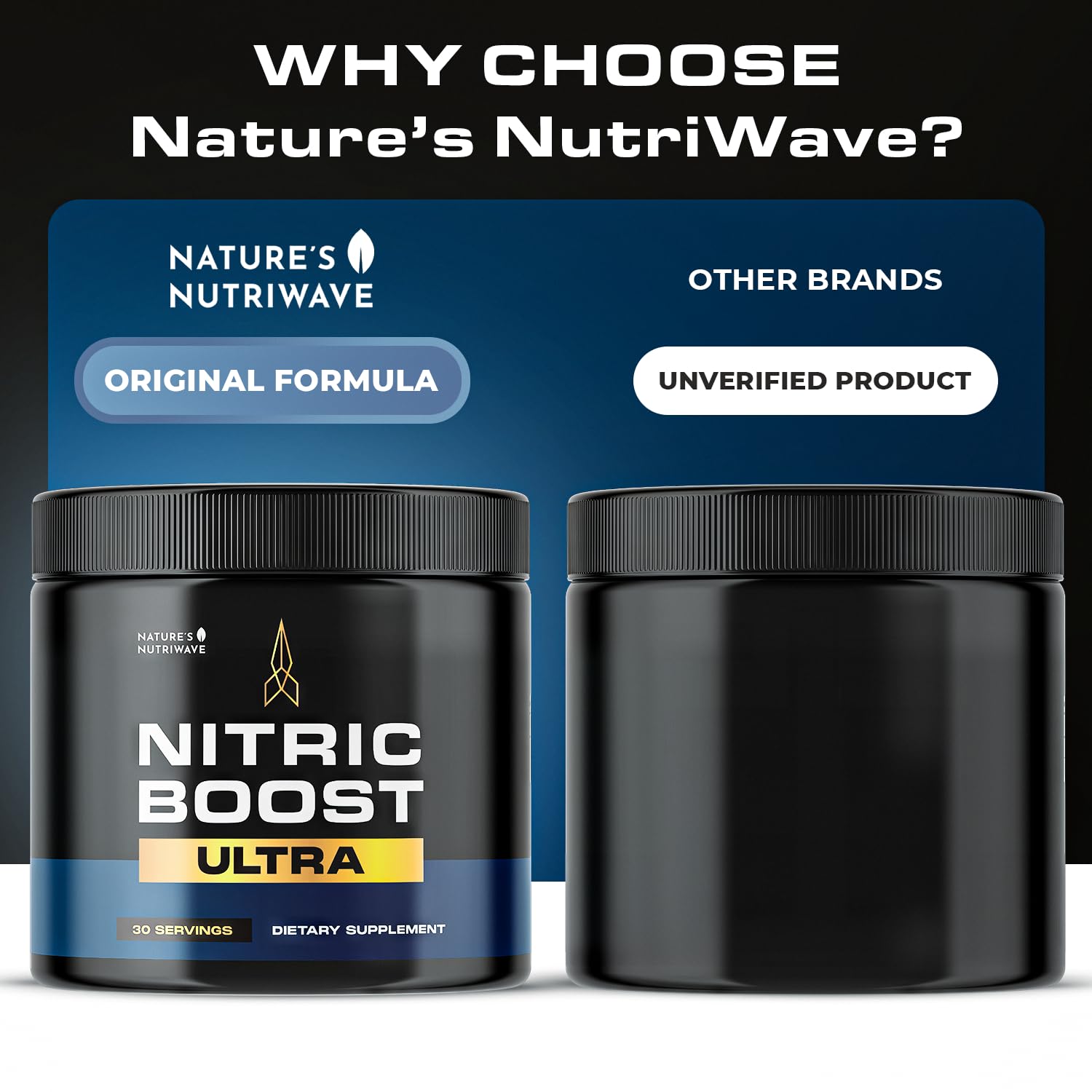 30-serving jar of Nature’s NutriWave Nitric Boost Ultra for a month of routine use