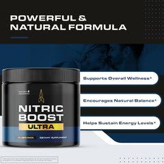 Nature’s NutriWave Nitric Boost Ultra powder dissolving in a glass for smoothies