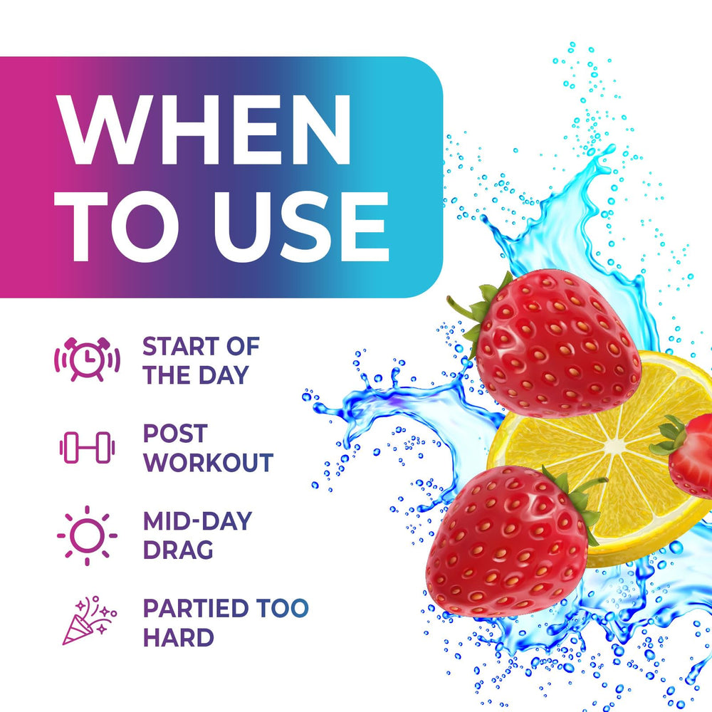 Nature's Peak being stirred in a glass for a crisp hydration beverage.