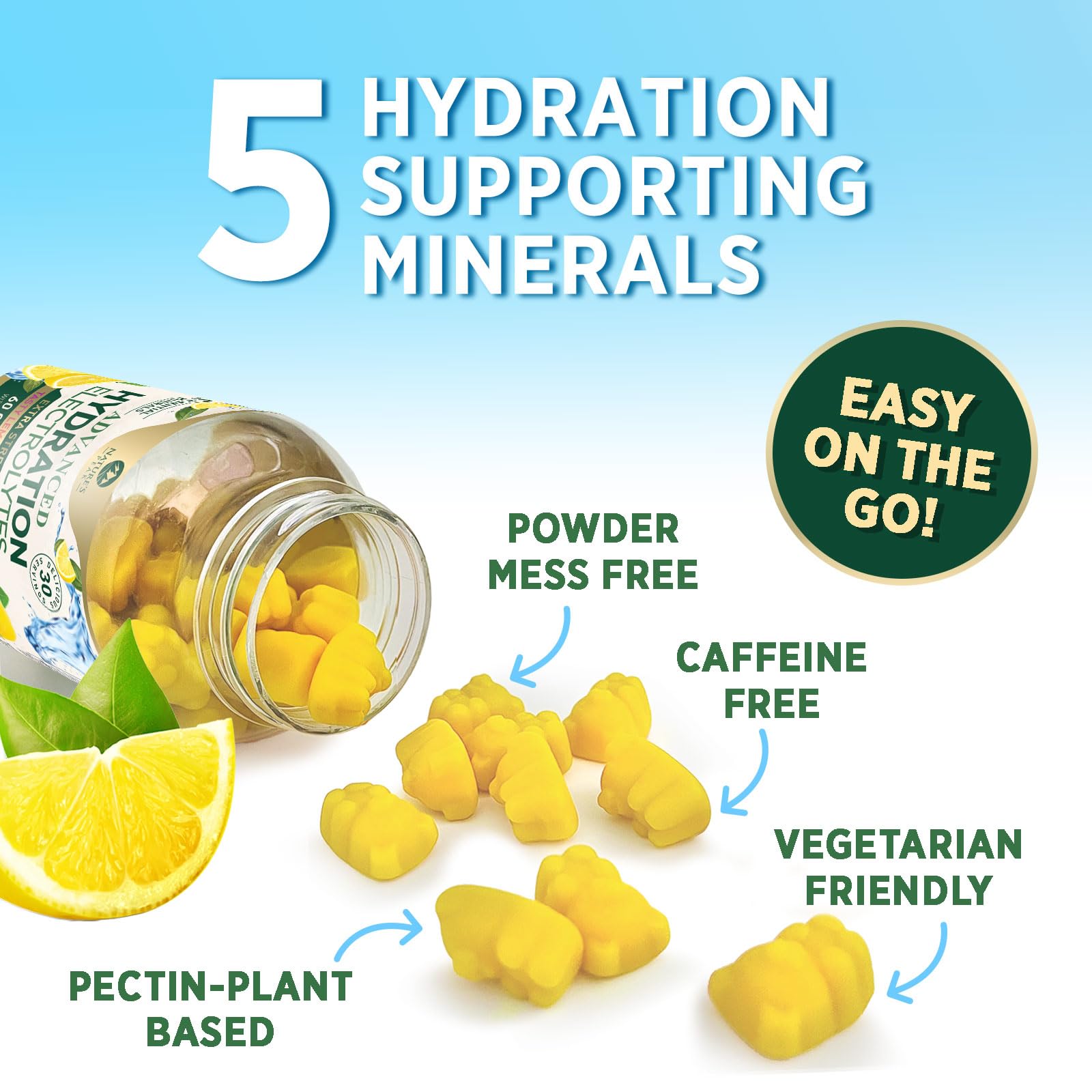 Vegan non-GMO electrolyte gummies with real salt and minerals