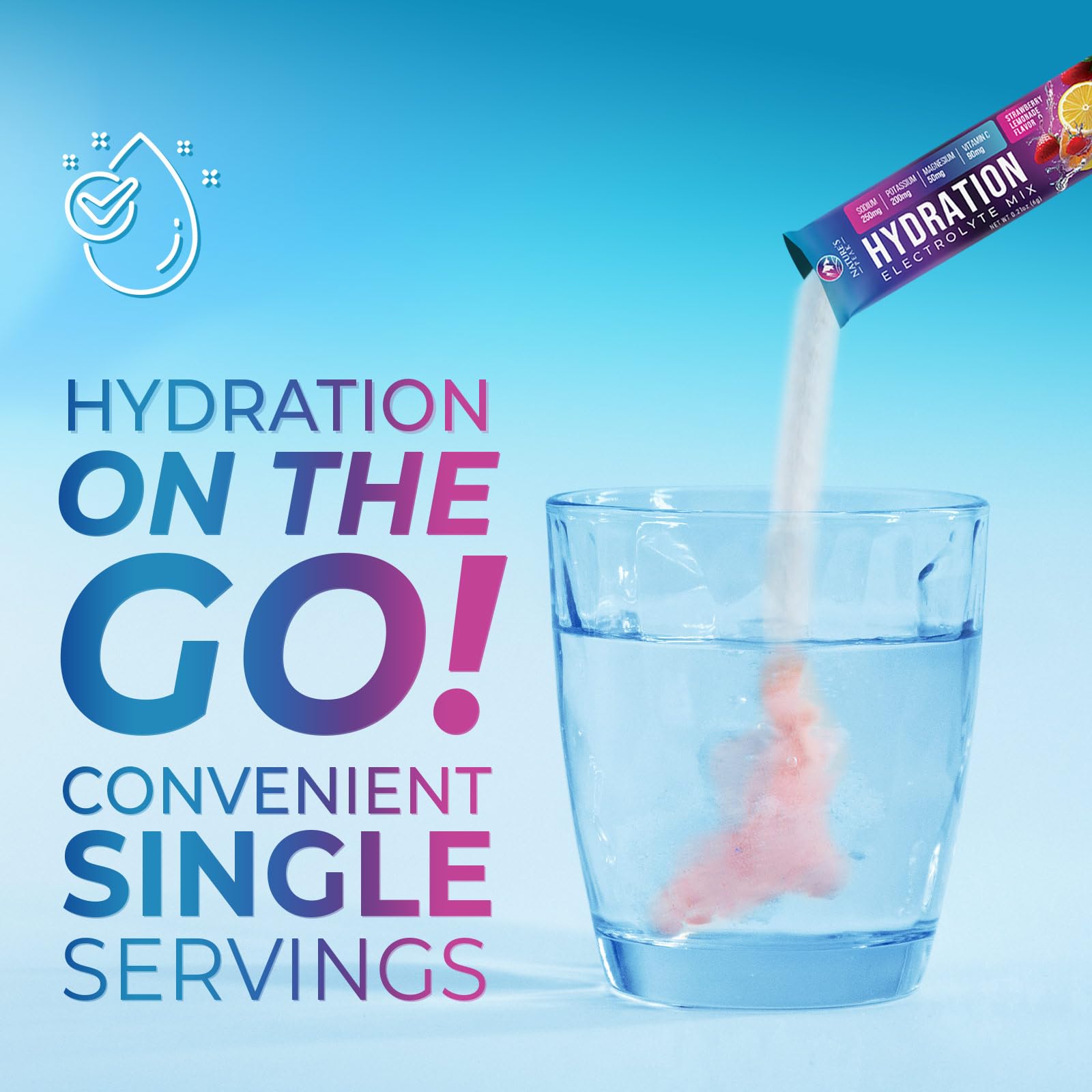 Nature's Peak on-the-go hydration packets ready to take on travel.