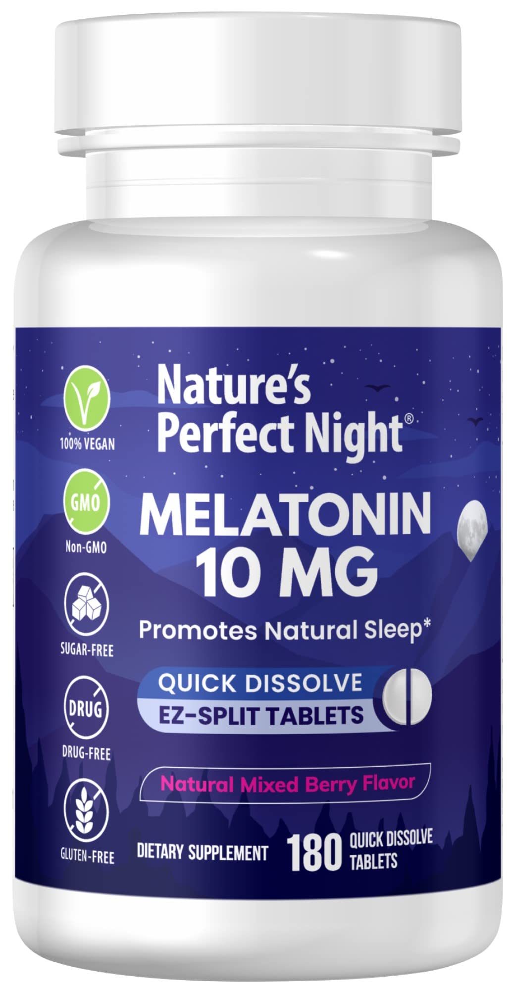 Nature's Perfect Night Melatonin 10mg bottle front