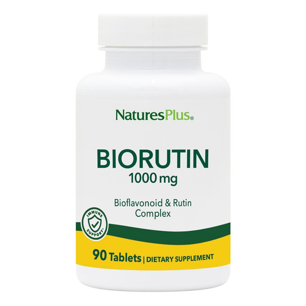 Bottle front view of Natures Plus Biorutin 1000 mg 90 tablets