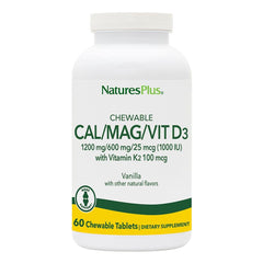 Natures Plus Cal/Mag/Vit D3 with K2 chewable vanilla bottle