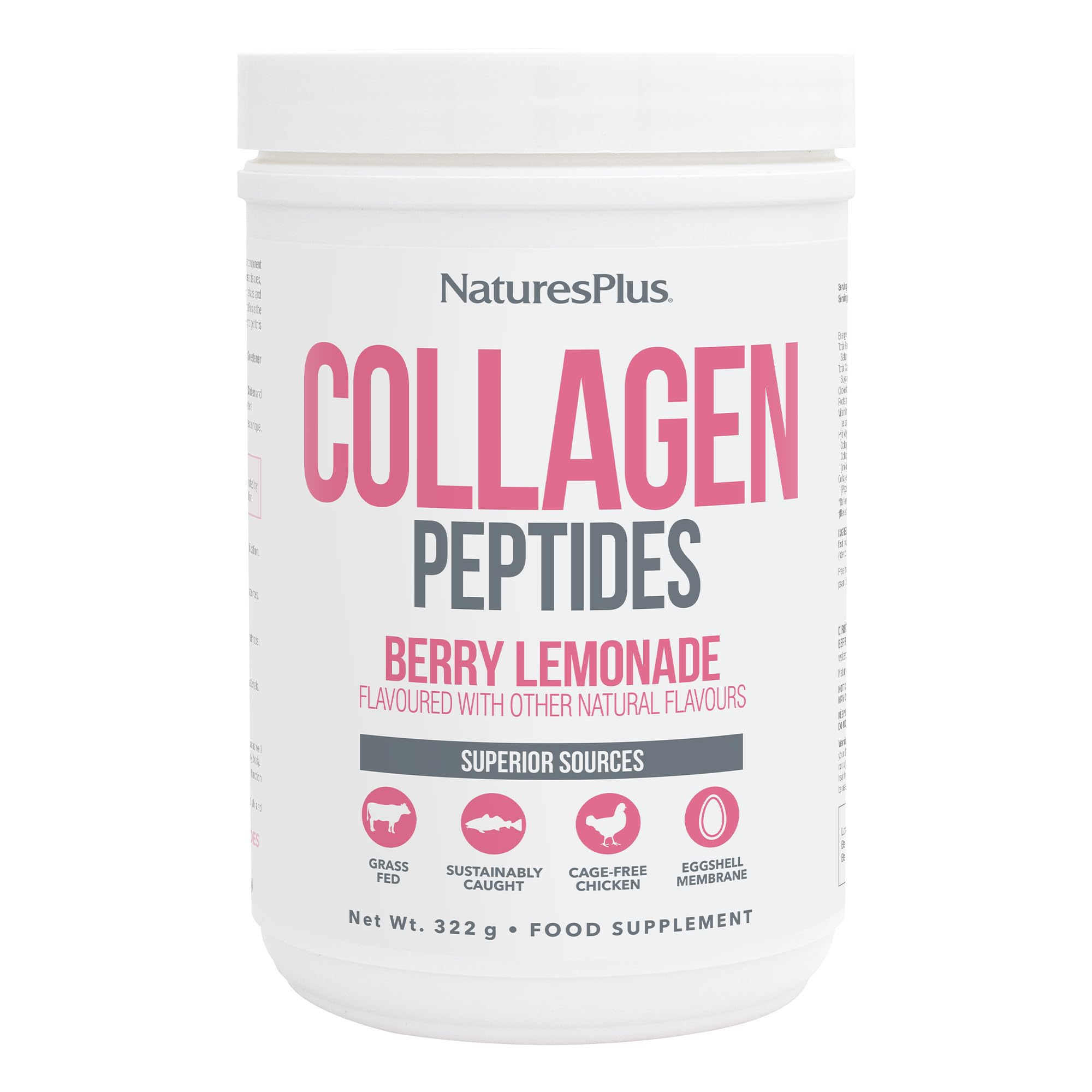 Front view of Natures Plus Collagen Peptides Berry Lemonade 0.8 lb powder