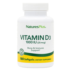 Natures Plus Vitamin D3 1000 IU softgels bottle front