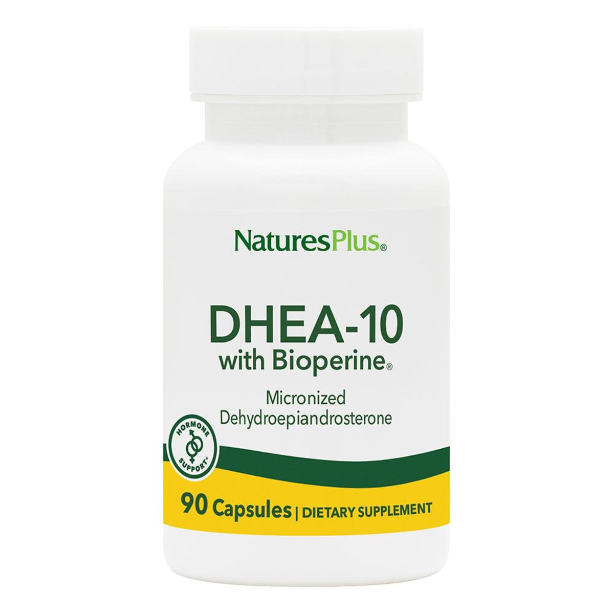 Bottle of Natures Plus DHEA-10 with Bioperine 10 mg gluten-free