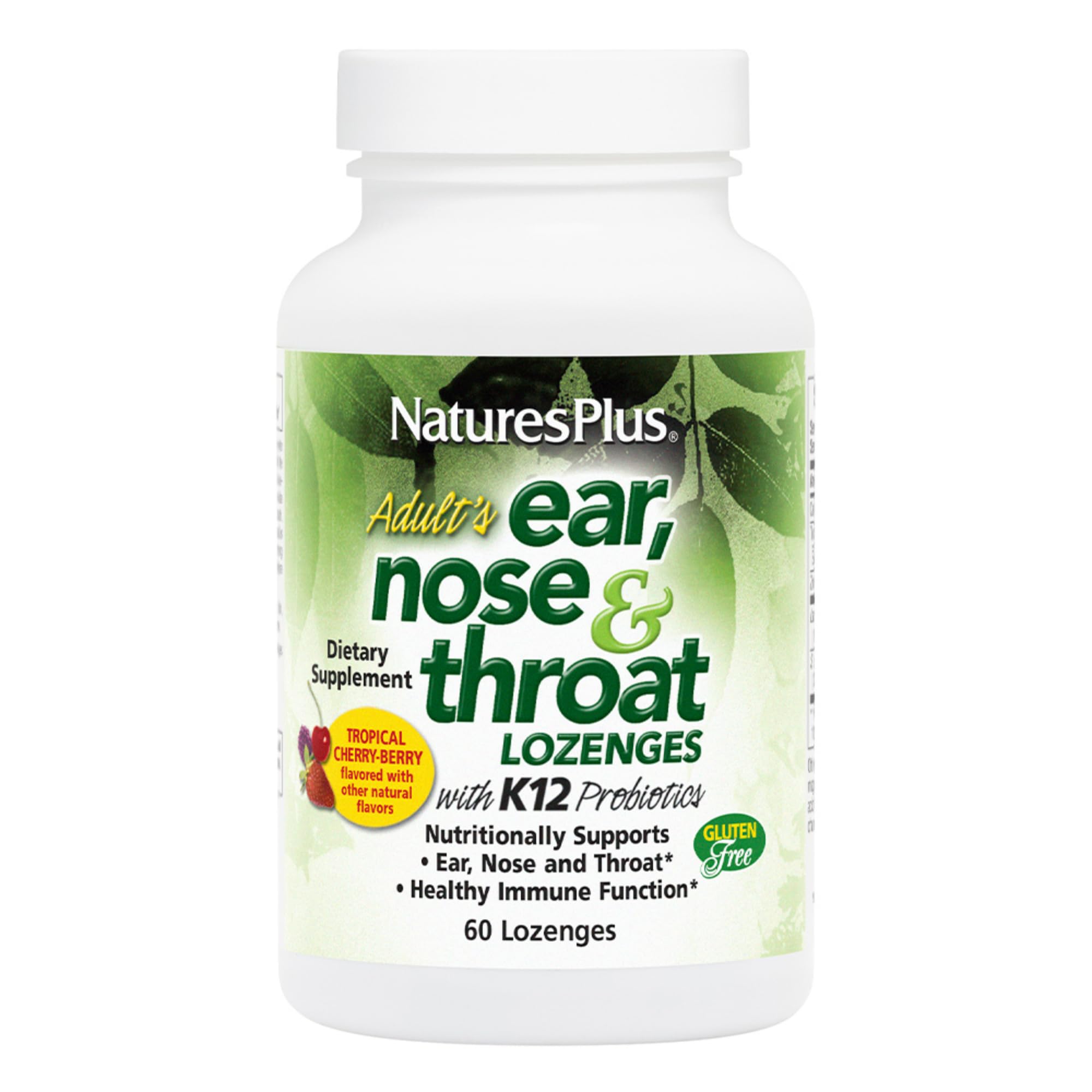 Natures Plus Ear Nose Throat Lozenges with K12 Probiotics packaging