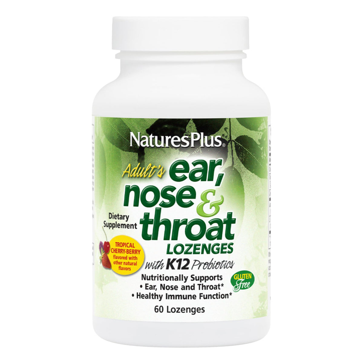 Natures Plus Ear Nose Throat Lozenges with K12 Probiotics packaging
