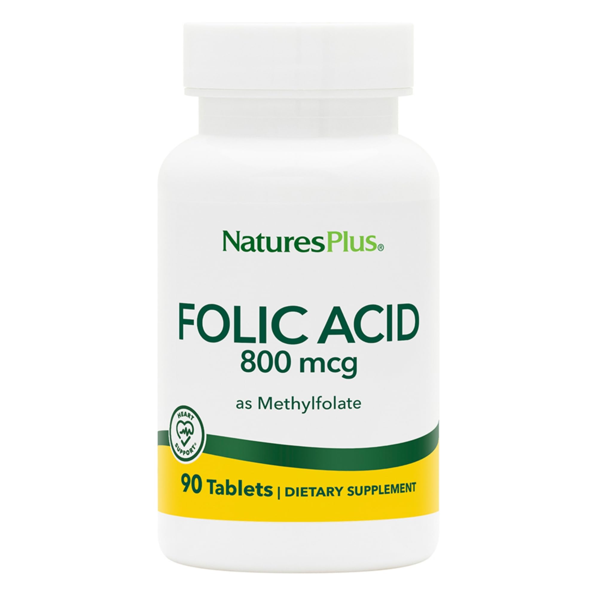 Nature's Plus Folic Acid (Methylfolate) 800 mcg vegan tablets