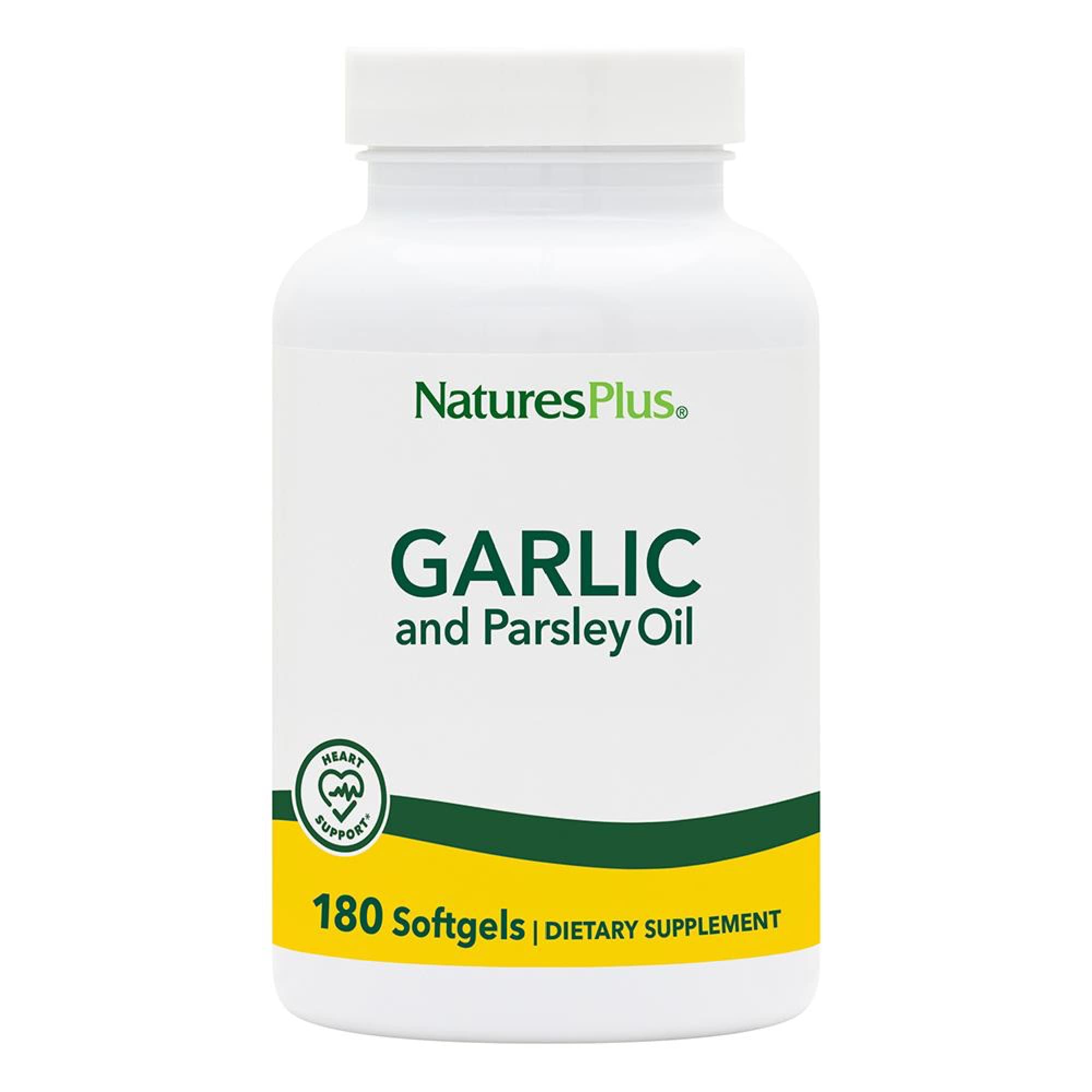 Front view of Natures Plus Garlic & Parsley Oil Softgels bottle