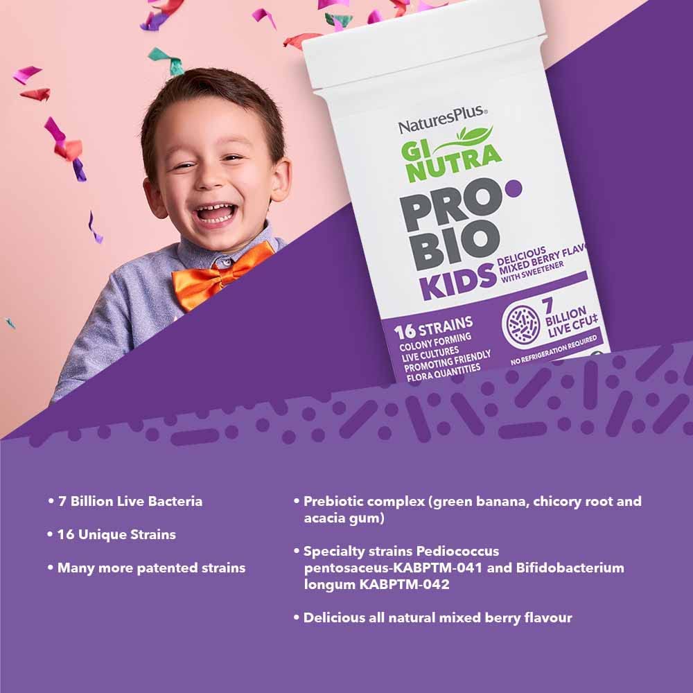 Natures Plus GI Natural Probiotic Kids Mixed Berry bottle with label