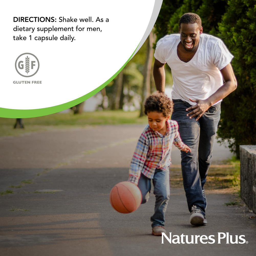 Gluten-free icon on Natures Plus GI Natural Probiotic Men packaging