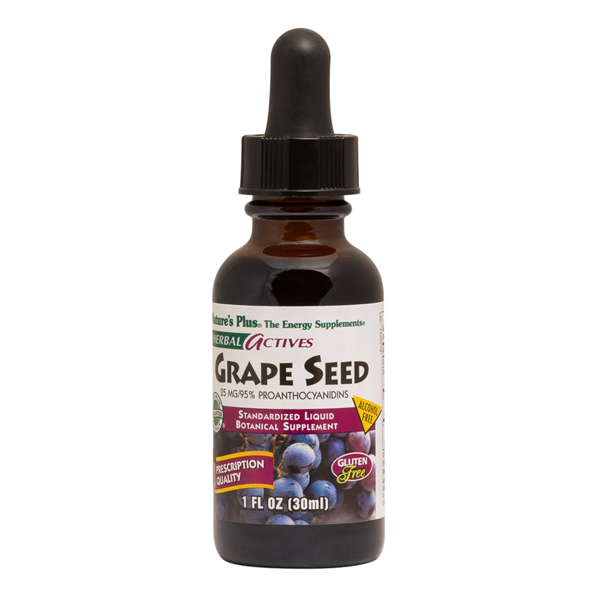 Natures Plus Herbal Actives Grape Seed 25 mg liquid suspension bottle
