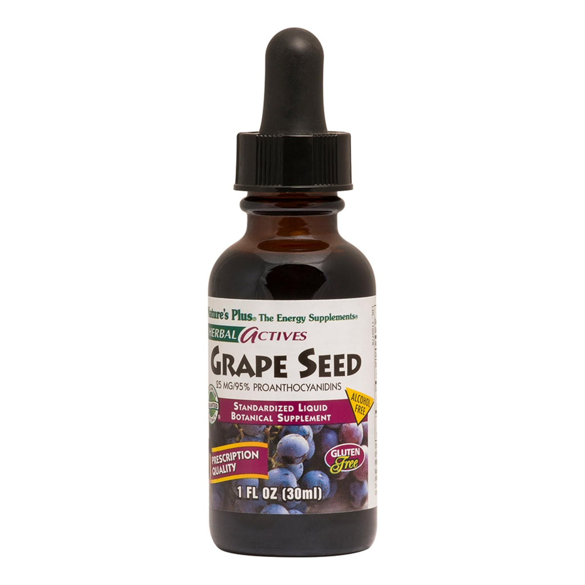 Natures Plus Herbal Actives Grape Seed 25 mg liquid suspension bottle