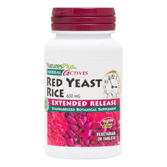 Bottle of Natures Plus Herbal Actives Red Yeast Rice 600mg 30 vegan tablets