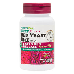 Bottle of Natures Plus Herbal Actives Red Yeast Rice Extended Release 600 mg 60 mini tablets