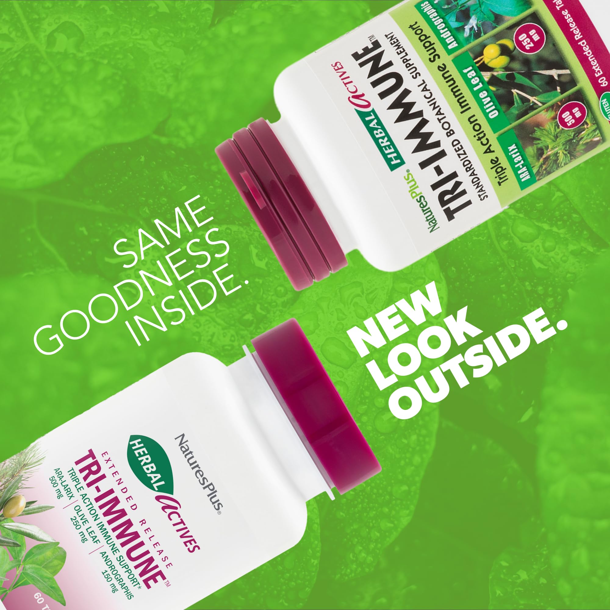 Front view of Tri Immune 60 vegan tablets extended-release bottle