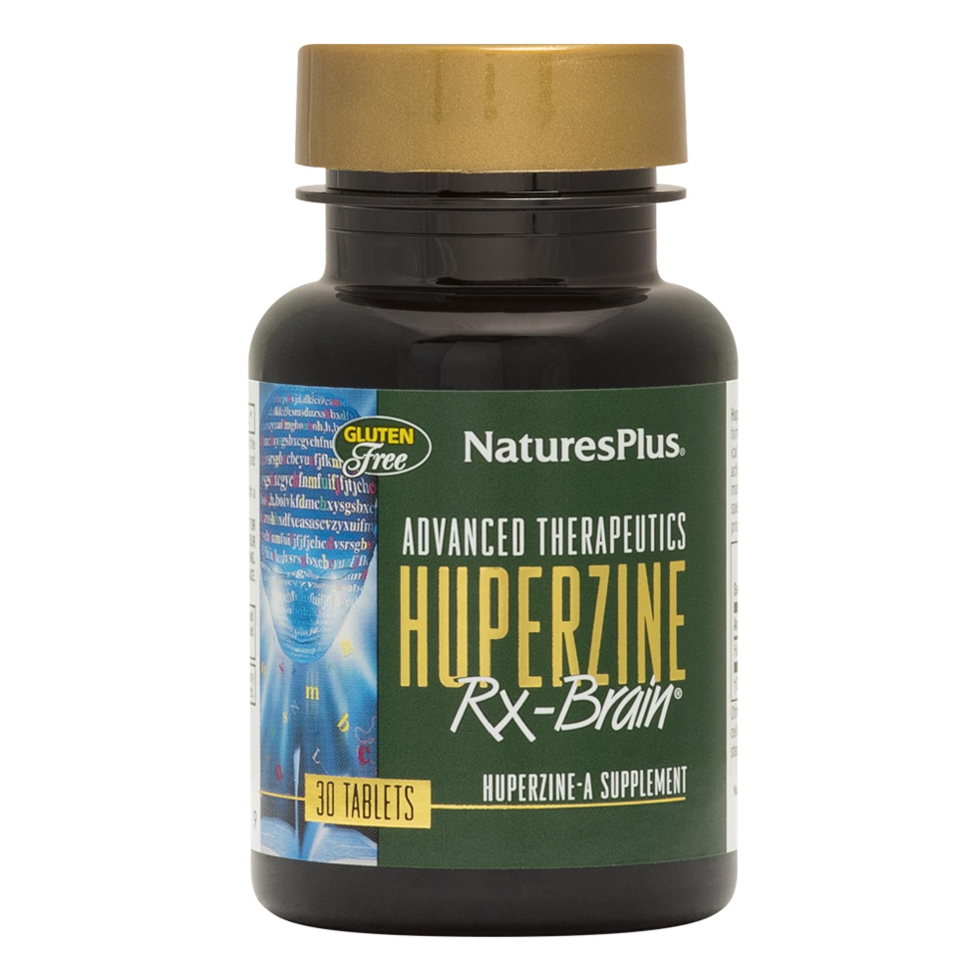 Bottle of Natures Plus Huperzine Rx-Brain 50 mcg 30 vegetarian tablets