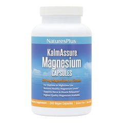 Bottle of Natures Plus KalmAssure Magnesium 240 vegan capsules