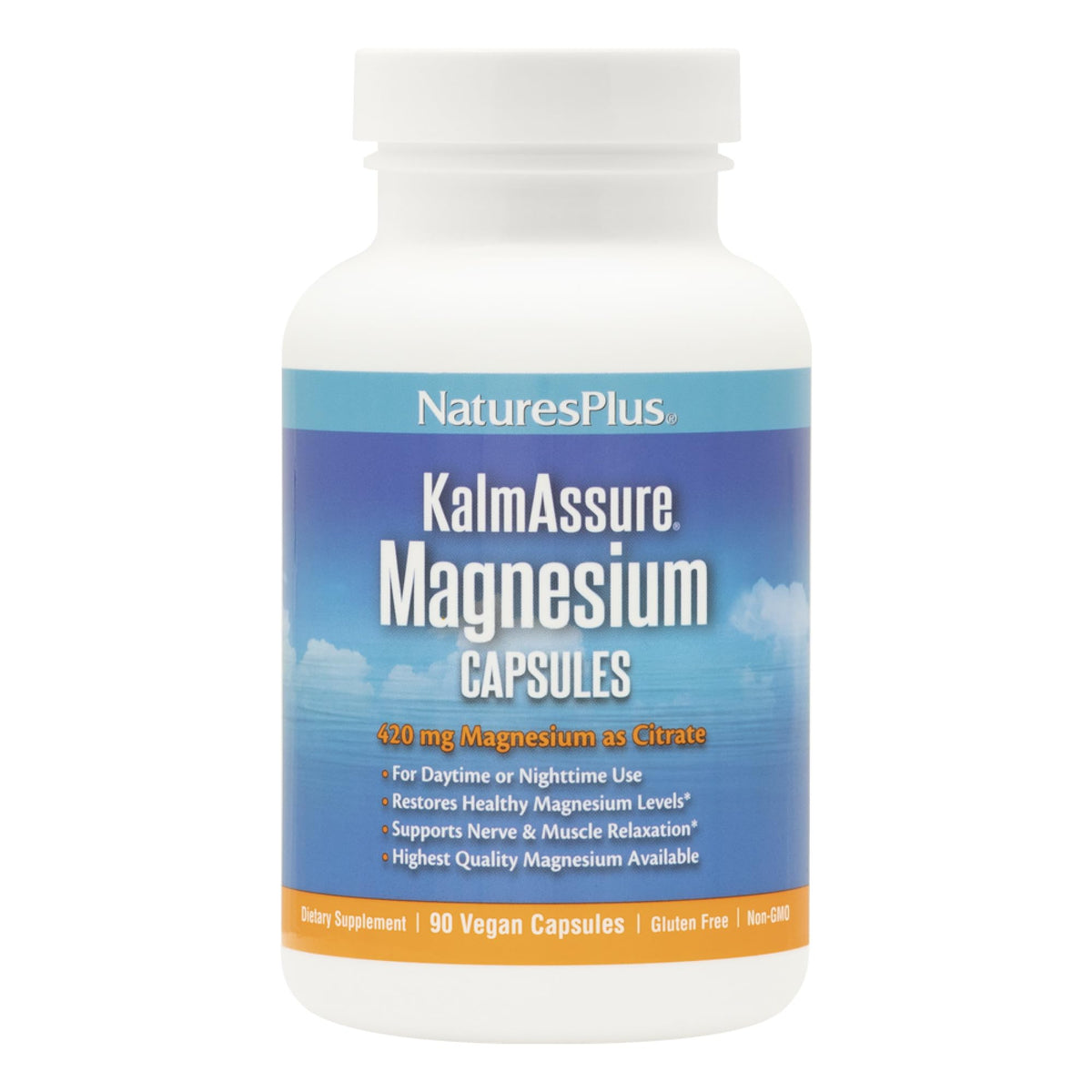 Natures Plus Kalmassure Magnesium bottle – 400 mg, 90 vegan capsules (hero image)