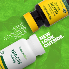 Close-up of Niacin 100 mg nutrition facts