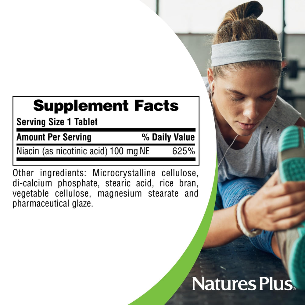 Gluten-free Niacin 100 mg vegetarian tablets packaging