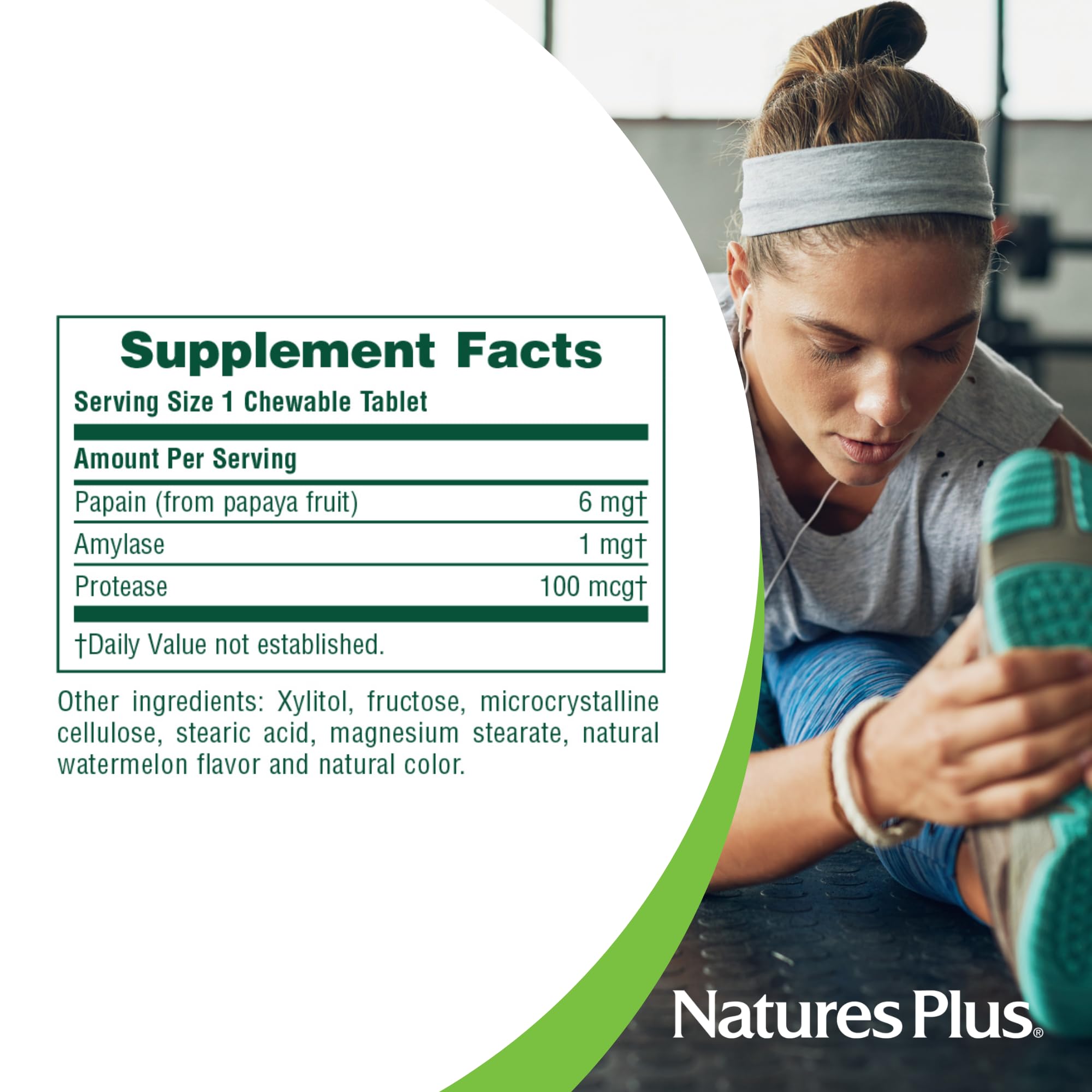 Pack shot of Nature's Plus Papaya Enzyme bottle