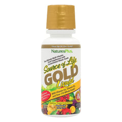 Front view of Natures Plus Source of Life Gold Multivitamin Liquid 8 oz bottle