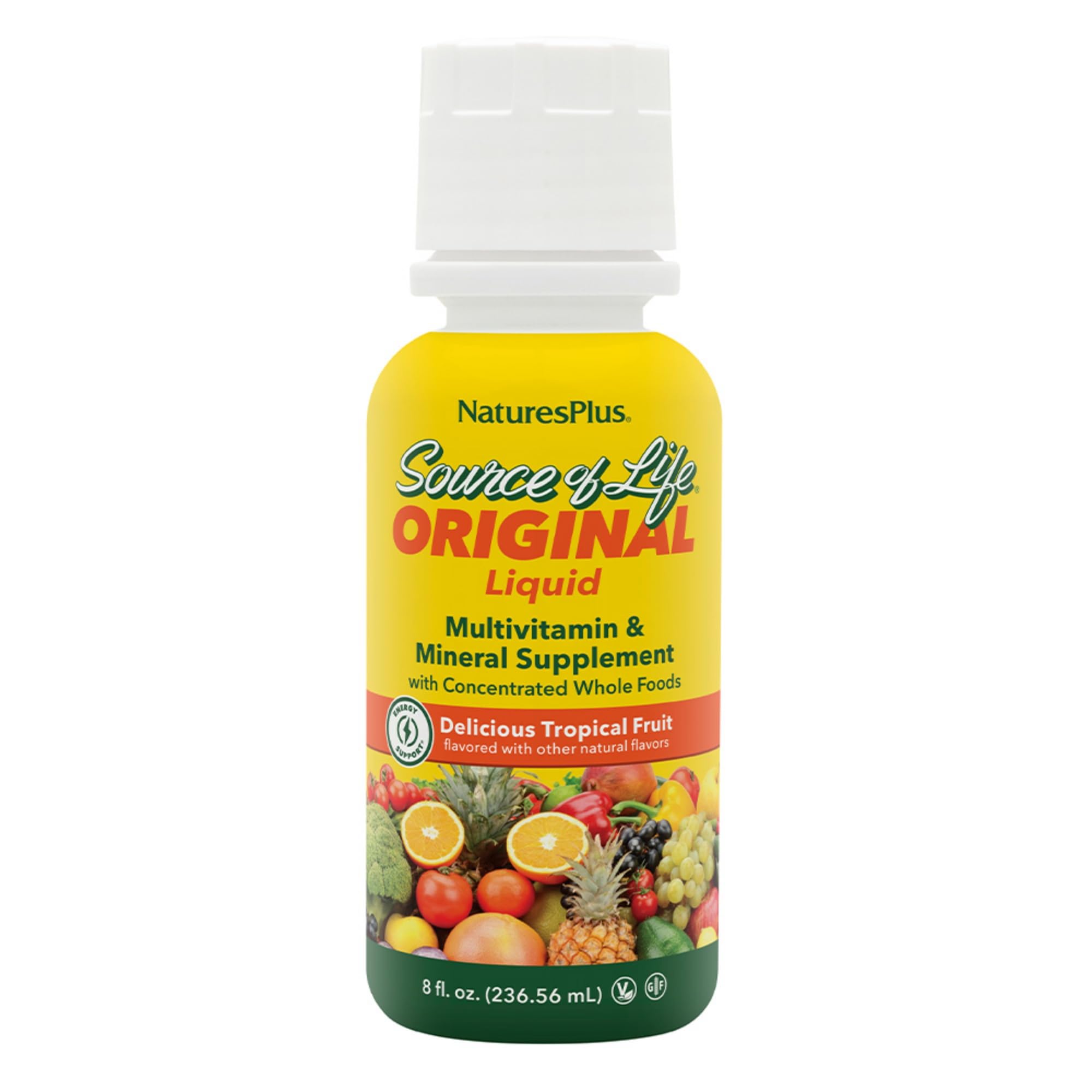 Natures Plus Source of Life Liquid Tropical Fruit bottle - front view