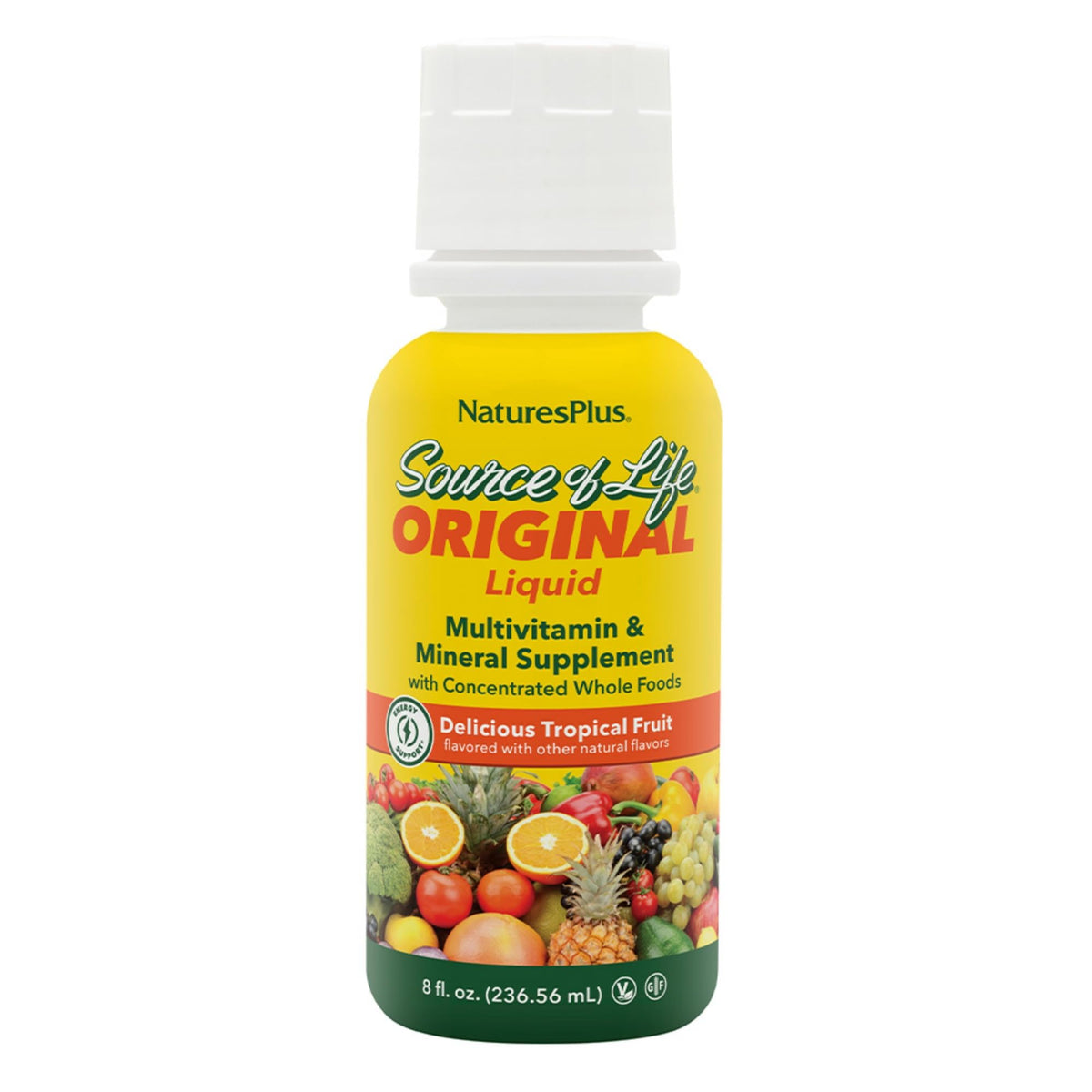 Natures Plus Source of Life Liquid Tropical Fruit bottle - front view