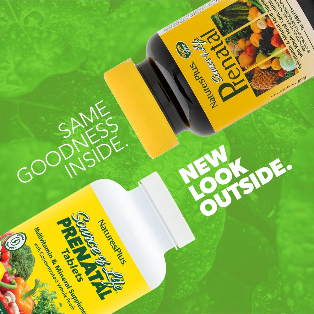 Front view of Natures Plus Source of Life Prenatal bottle