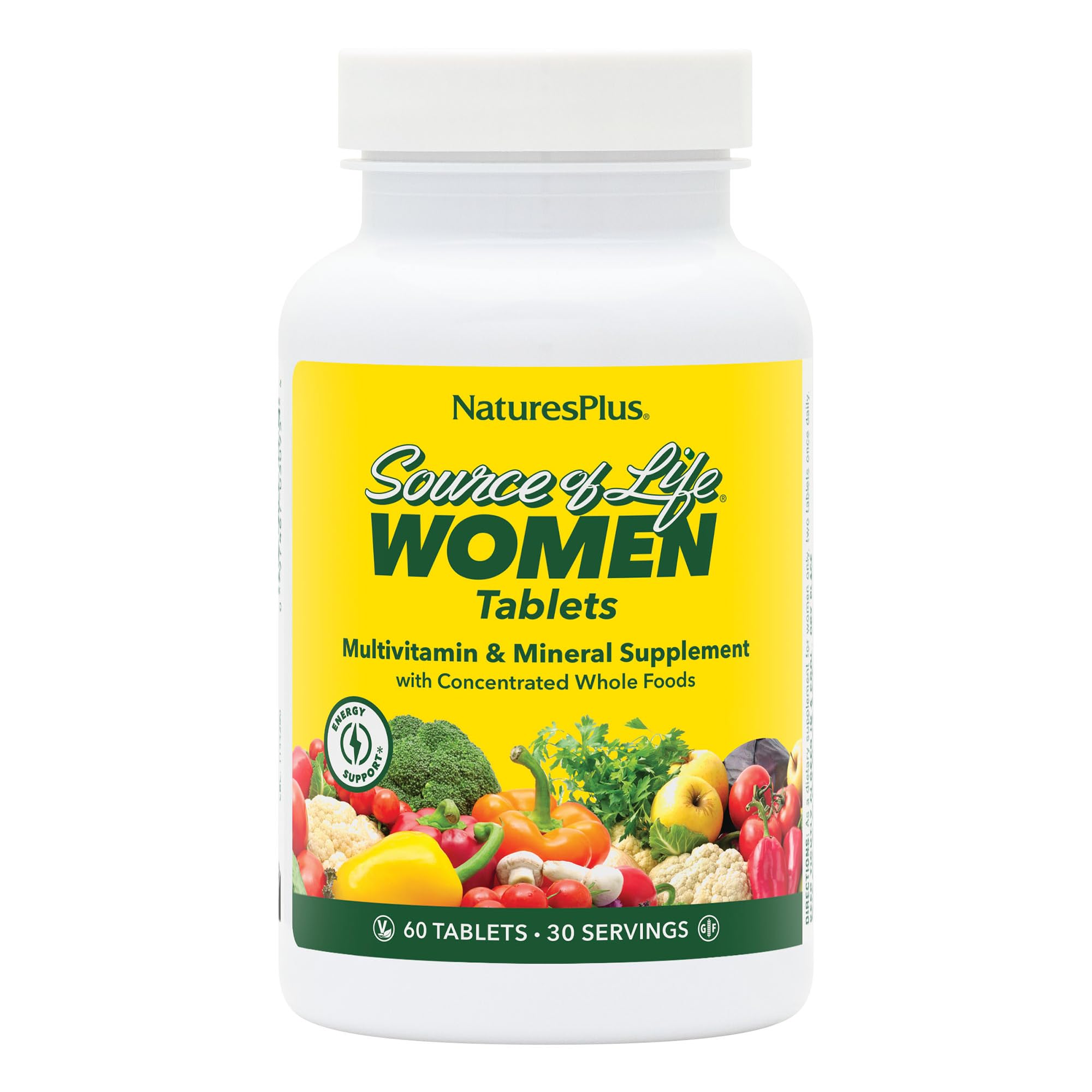 Bottle of Natures Plus Source of Life Women multivitamin tablets