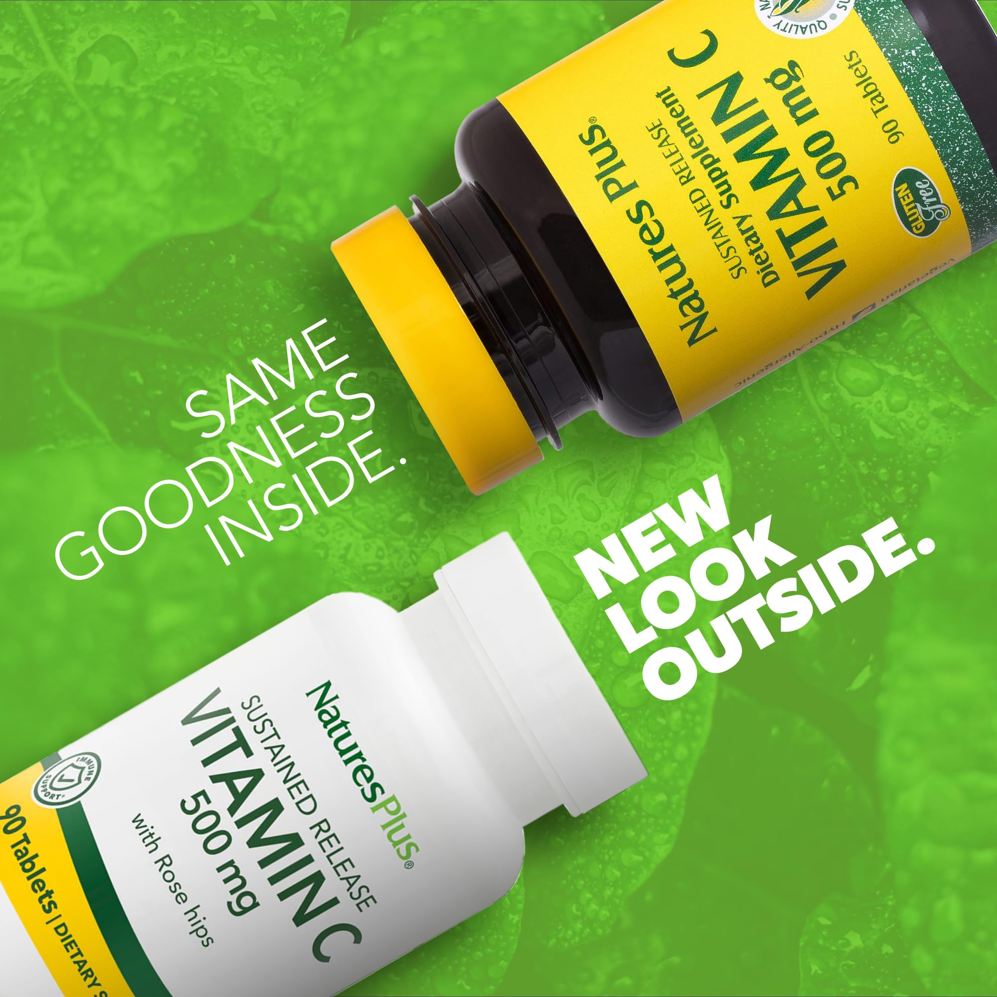 Close-up of label showing 500 mg Vitamin C with Rose Hips