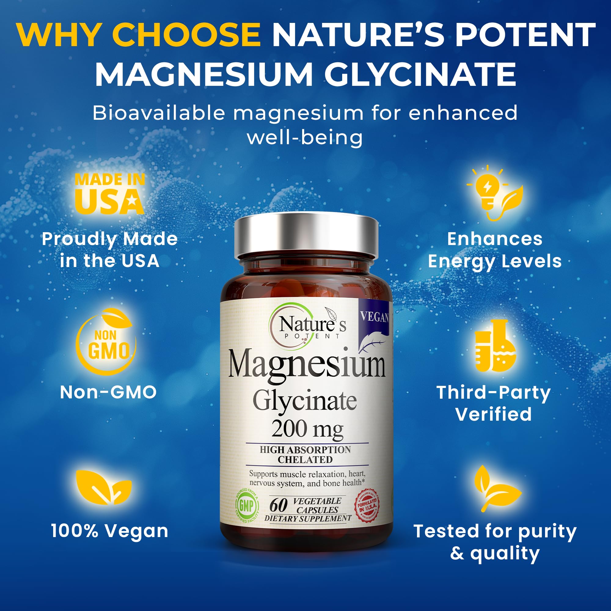 Label detail showing ingredients and 200 mg per capsule