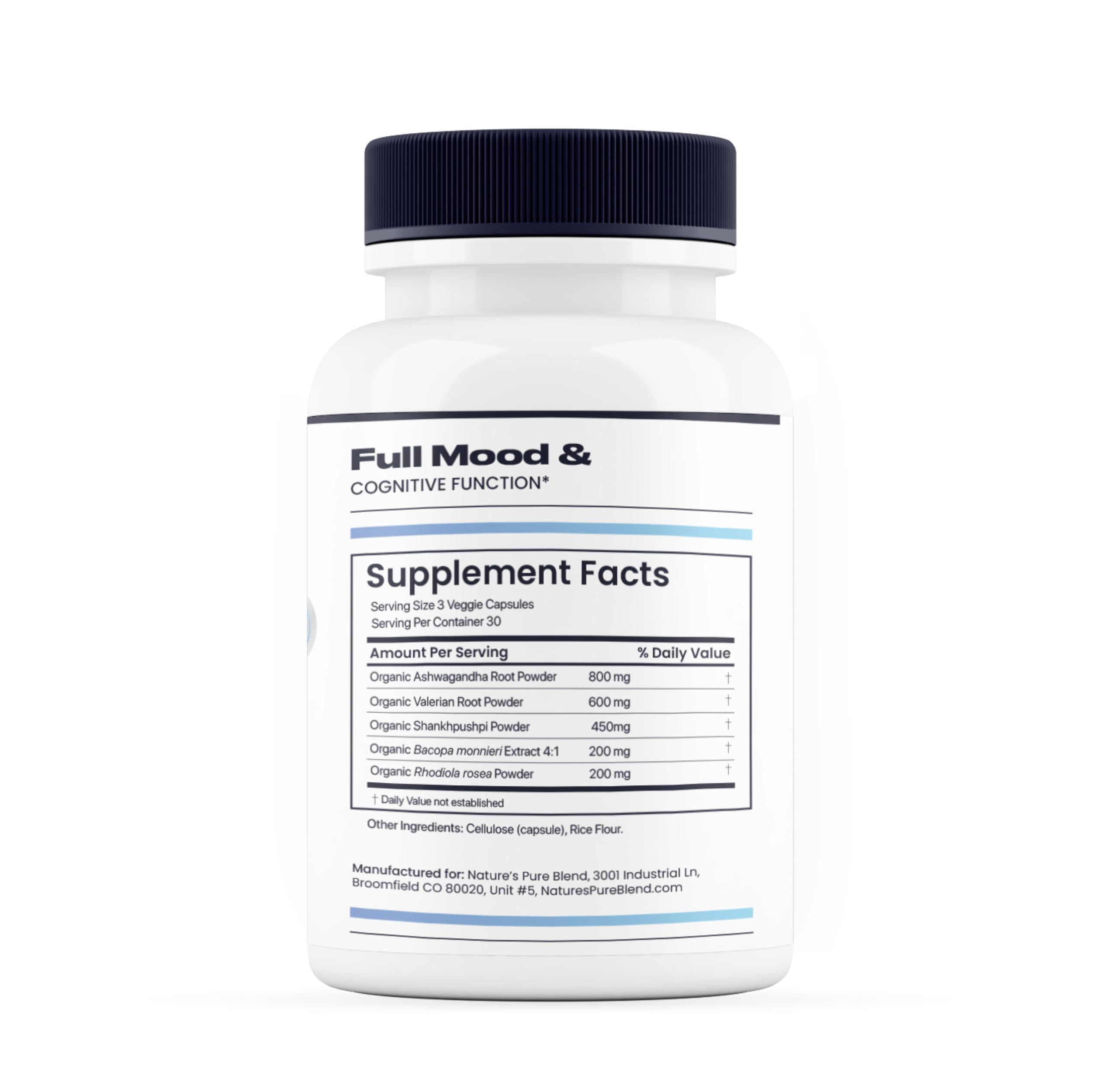 Ashwagandha supplement packaging front view