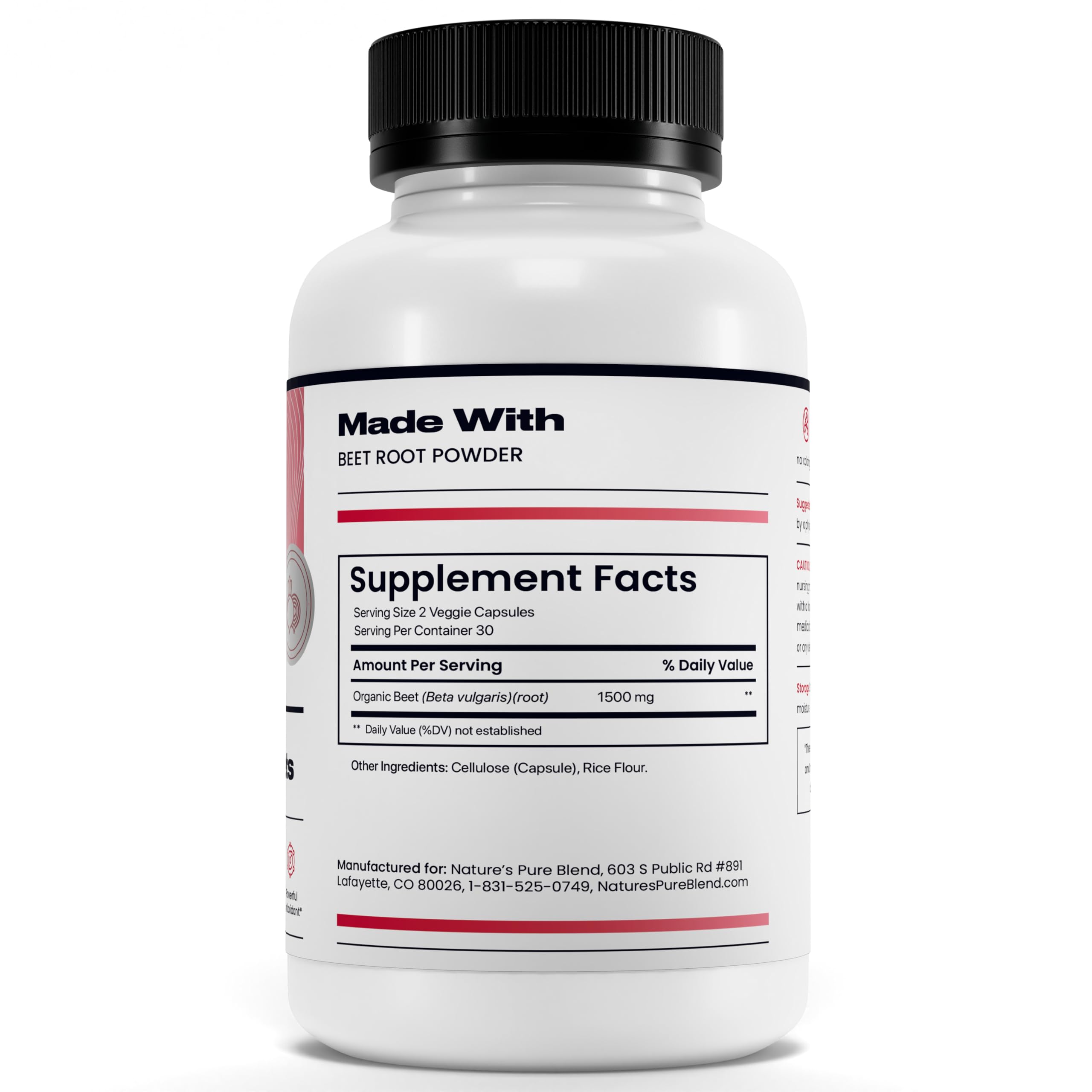 Product card with ingredients and benefits