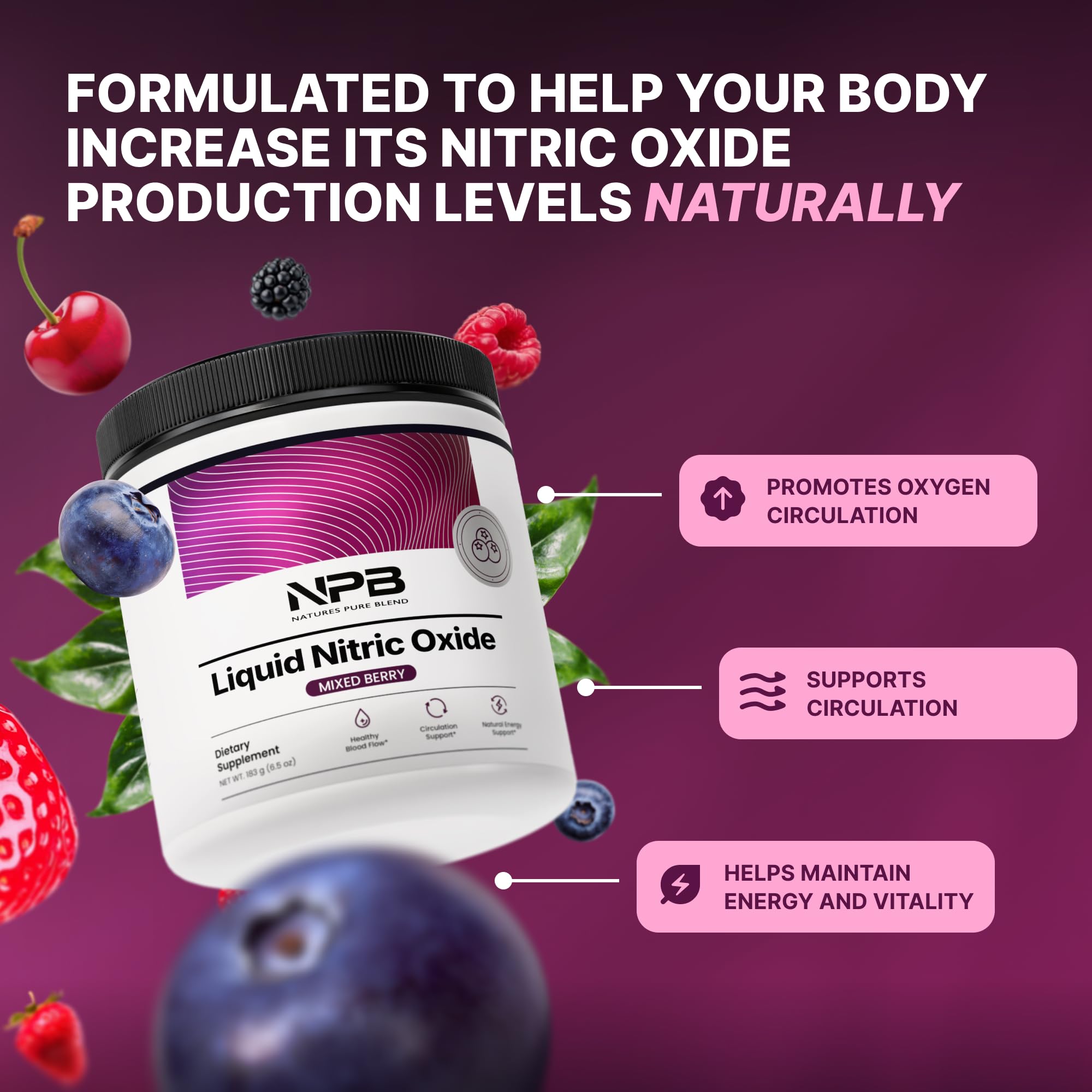 Nature's Pure Blend powder scoop for easy pre-workout mixing.