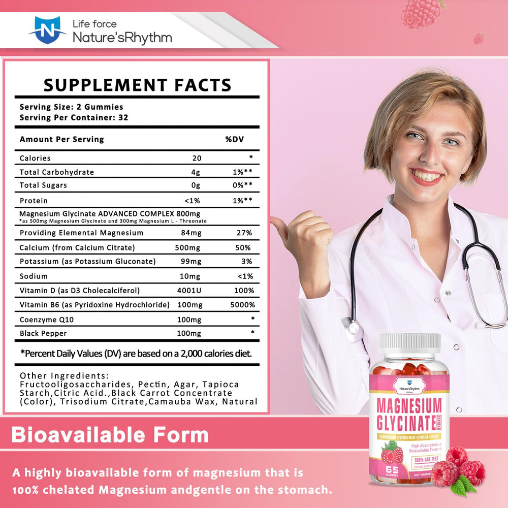 Close-up of raspberry-flavored magnesium gummies