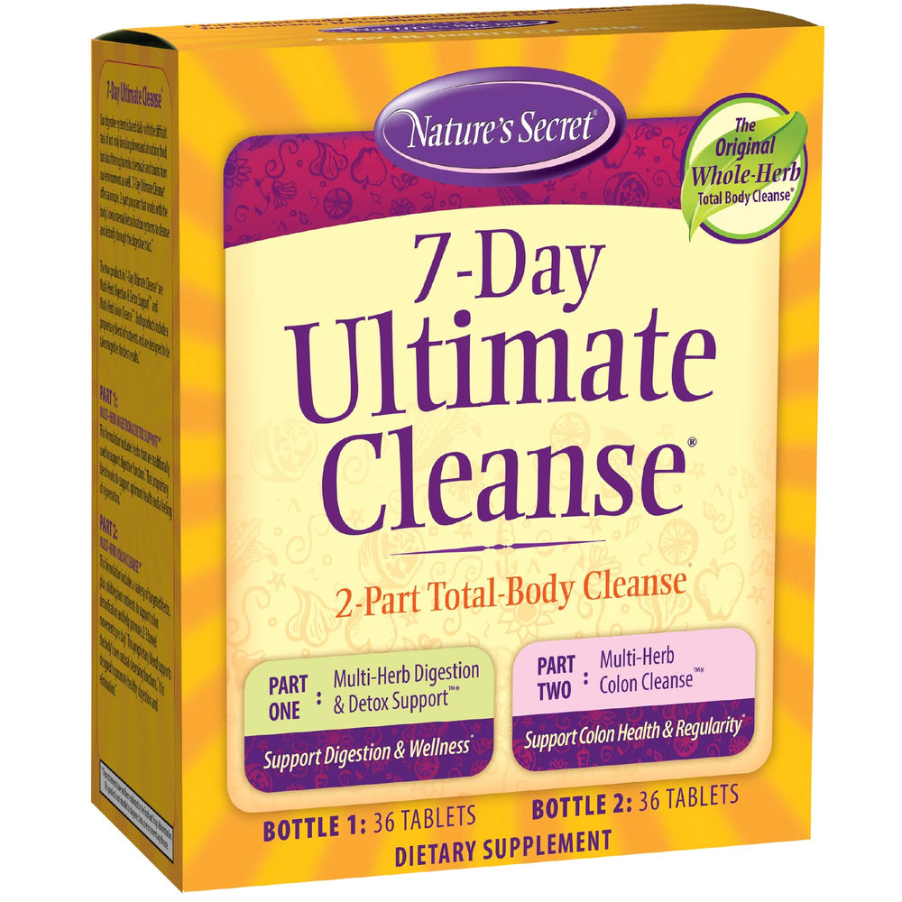Nature's Secret 7 Day Ultimate Cleanse bottle front promoting daily wellness support.