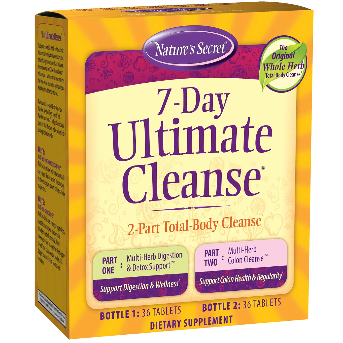 Nature's Secret 7 Day Ultimate Cleanse bottle front promoting daily wellness support.