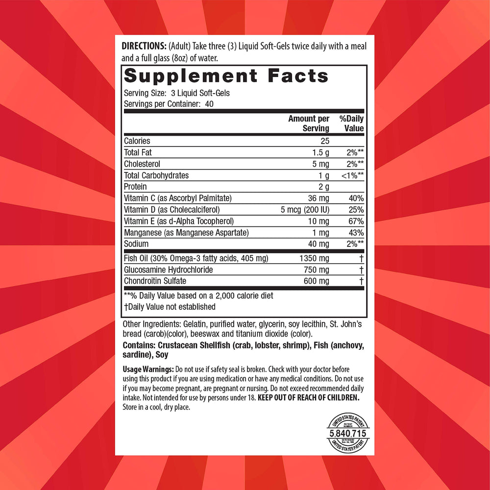Nature's Secret Inholtra liquid softgels pouring shows quick-release nutrients for mobility.